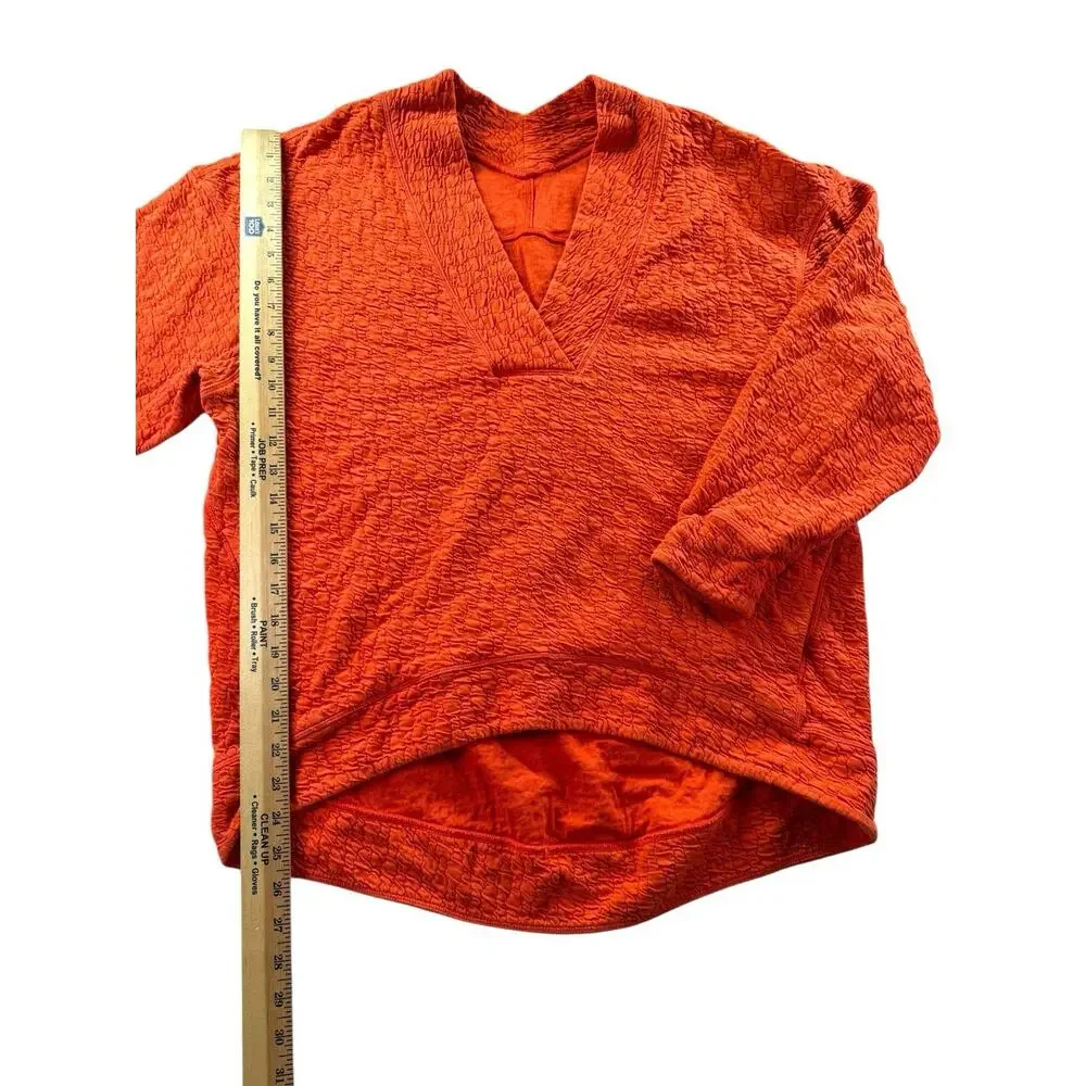 Lululemon Rippled V-Neck Pullover 6 Autumn Red Oversized Cocoon Sweatshirt Cozy
